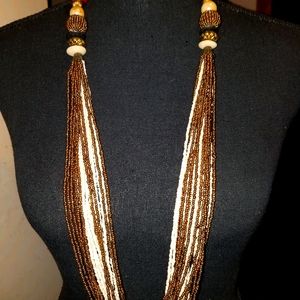 EXOTIC BEAD AND MULTI-STANDED LONG NECKLACE